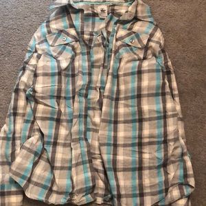 IZOD Blue and Grey Button Up Shirt YXL